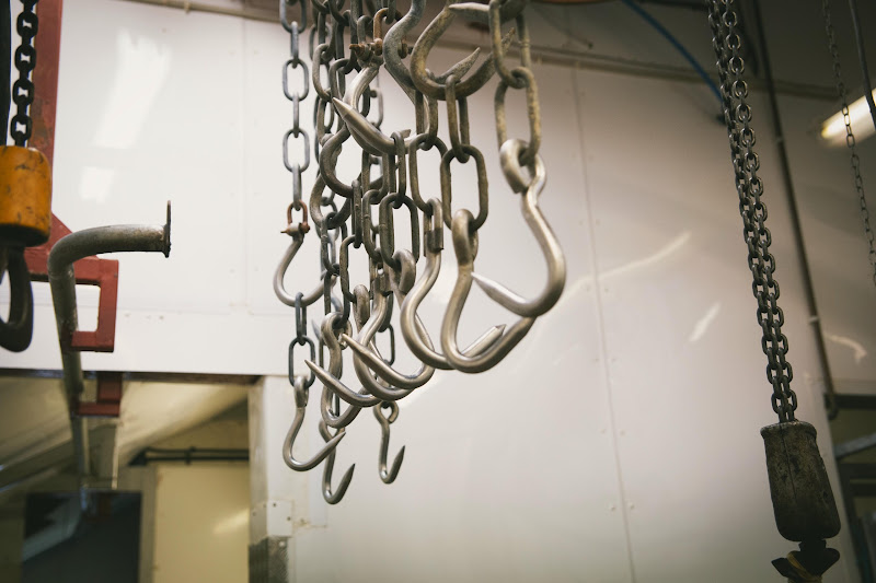 Meat hooks at Tideford Slaughterhouse, Cornwall