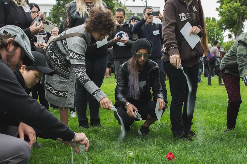 Spreading the ashes of dead farm animals. Funeral for farm animals at the Animal Liberation Conference 2018