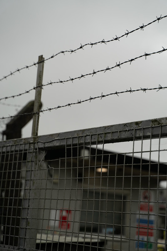 Barbed wire at St Merryn's Meat Slaughterhouse, Bodmin, Cornwall