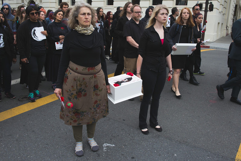 Dead Piglet carried by activists - Funeral for farm animals at the Animal Liberation Conference 2018