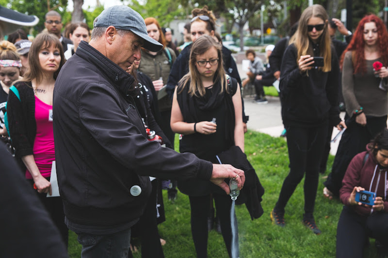 Spreading ashes of dead farm animals. Funeral for farm animals at the Animal Liberation Conference 2018